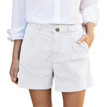 Difdany katoenen chino shorts voor dames, wit, maat M