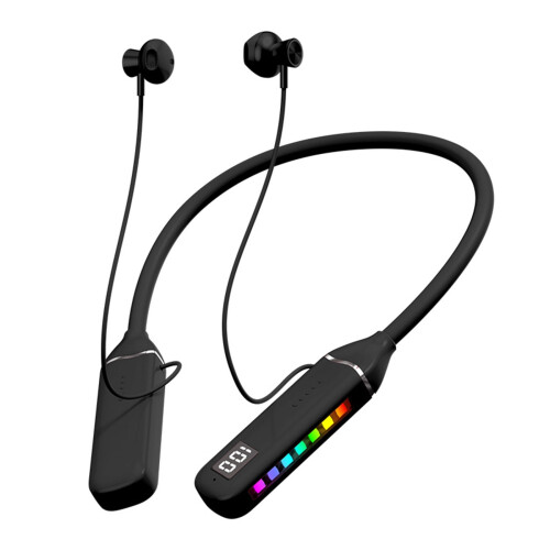 Auricolari Bluetooth Hwkond con archetto da collo e luci LED RGB 1