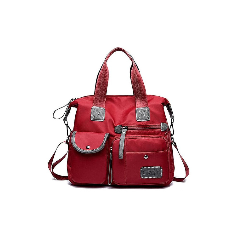 Women's Nylon Tote Bag With Multiple Pockets And Zipper 962029394341
