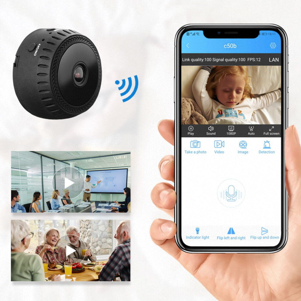 Mini caméra WiFi grand angle 150, 6 LED infrarouges