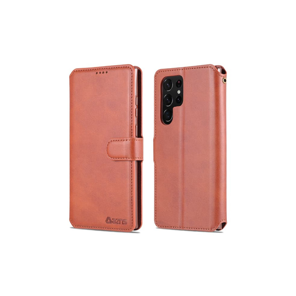 Wallet Case For Samsung Galaxy S22 Ultra Brown 962029382683