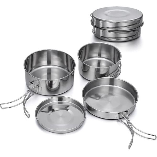 Camping Cookware Set Stainless Steel 4-Piece