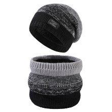 Conjunto de gorro e cachecol de tricô (2 peças) forrados