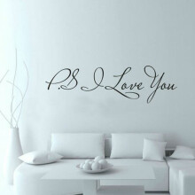„PS Ich liebe dich“ Vinyl-Wandaufkleber schwarz