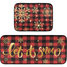 Σετ χαλιών κουζίνας Red Buffalo Plaid 2 τεμαχίων κατά της κόπωσης