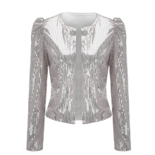 Lässige Pailletten-Strickjacke für Damen