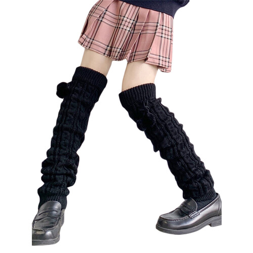 Damen-Beinwärmer im Y2K-Stil, einfarbig oder gestreift, gestrickt, JK-Stil