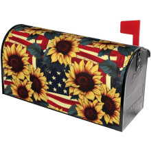 Vintage US Flag Mailbox Cover Sunflower Design 21x18 in