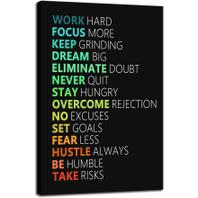 Motivational Canvas Wall Art Wooden Frame 12x18 Inch
