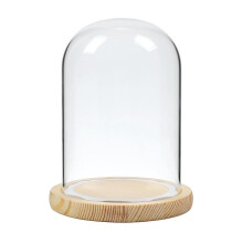 Glass Display Case with Wooden Base 4x4x6 Inch