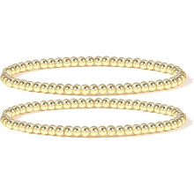Set aus elastischem Perlenarmband, 14 Karat vergoldet, für Damen