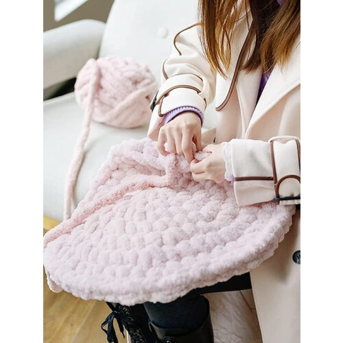 Chenille yarn for hand crocheting blankets light pink jumbo 1