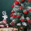 Red flocked apple pendant ornaments, 6-pack 6