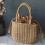 Damen-Stroh-Schultertasche, Bambus-Strandtasche 1