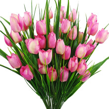 Künstliche Tulpen, hellrosa, UV-beständig, 8 Bündel
