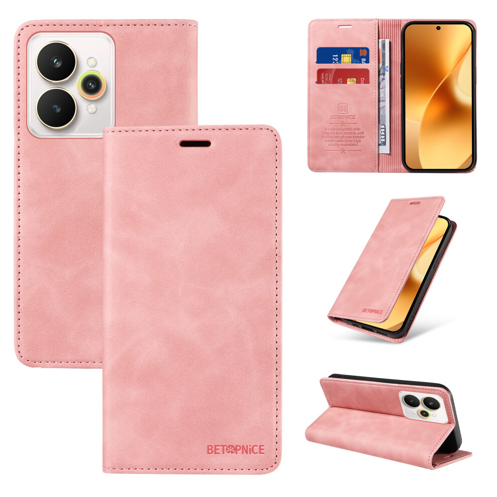 (Pink) Betopnice For Realme 15 Pro 5G / Realme 15 5G Case Magnetic Closure Rfid Blocking Wallet Stand Leather Phone Cover Pink 6914294376441
