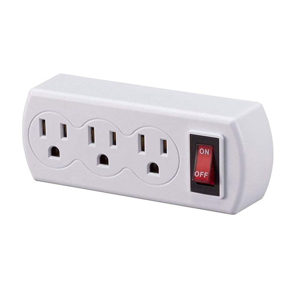 Wideskall Grounded 3-Outlet Wall Plug With Switch, 1 Pack 900881883689