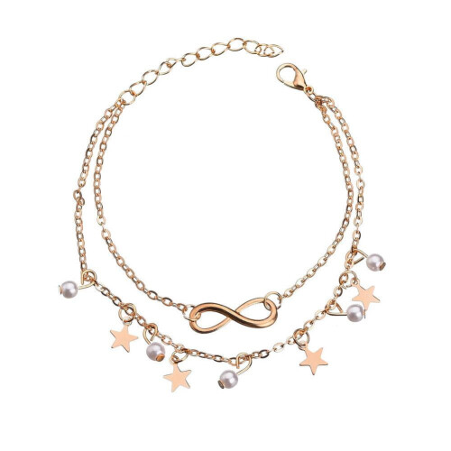 QHUDLV gold 8-shaped bohemian anklet