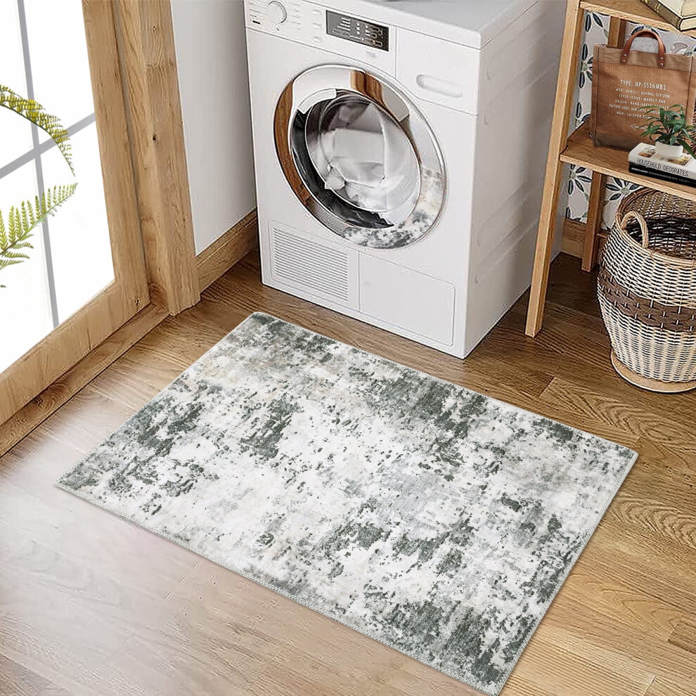Garvee abstract rug gray green 3x5 ft low pile anti-slip