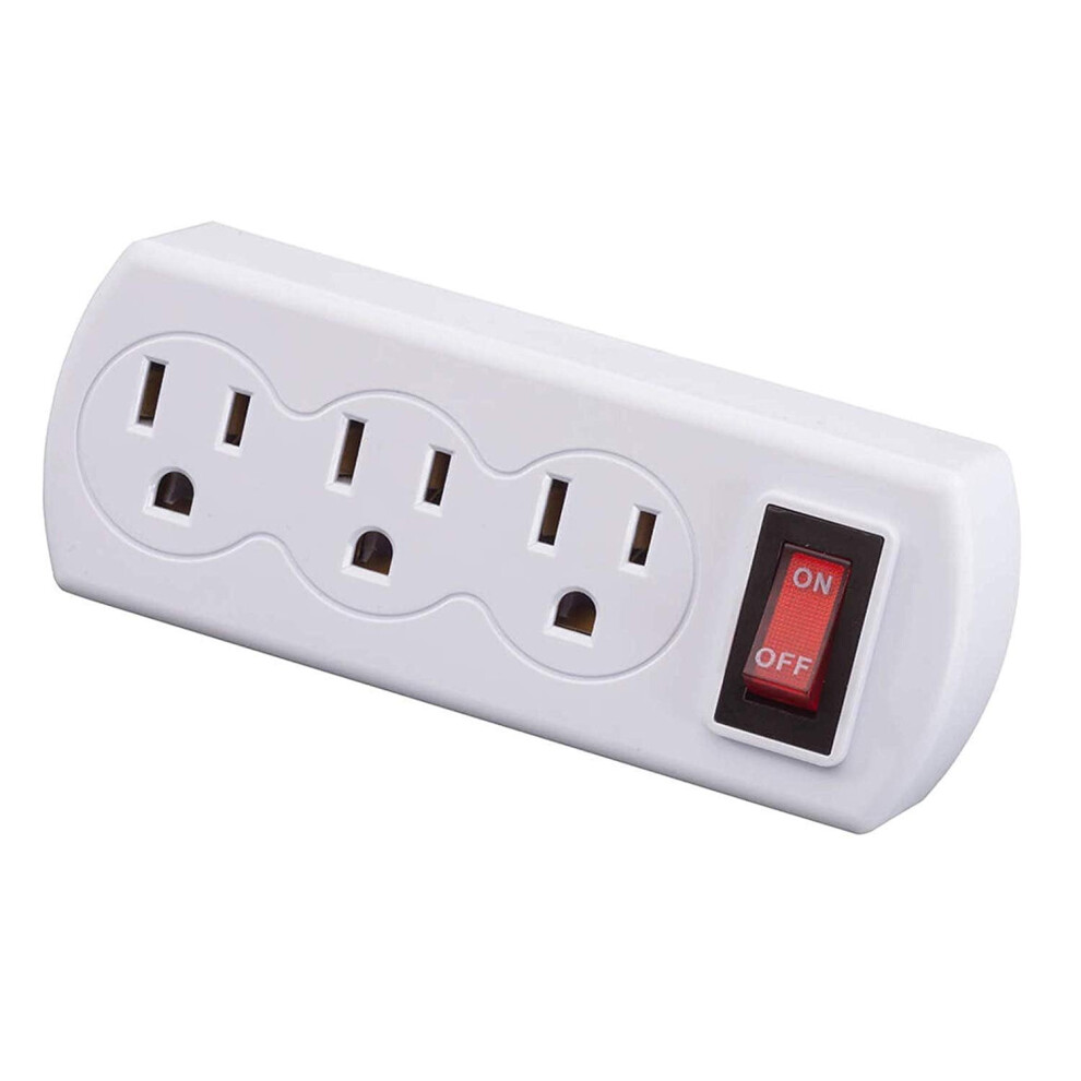 Wideskall Grounded 3-Outlet Wall Plug With Switch, 2-Pack 900881883443