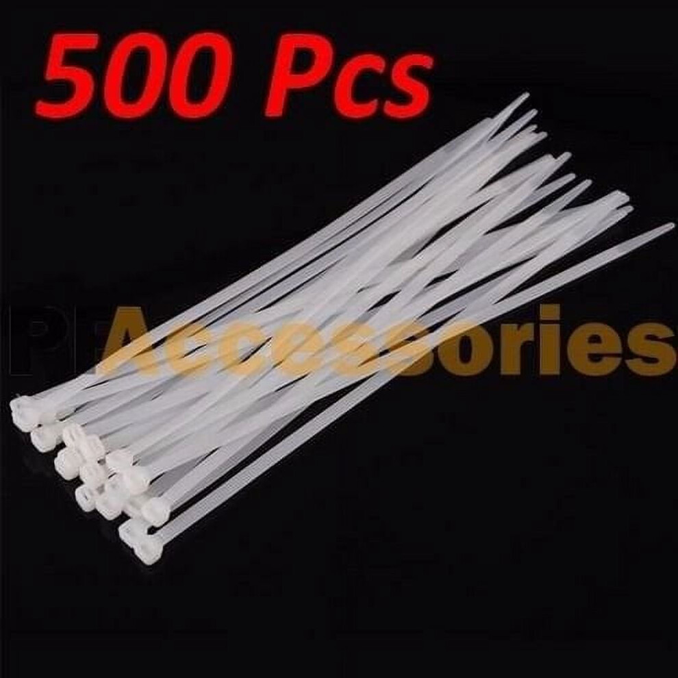 Wideskall Cable Zip Tie 8 Inch 500 Pcs White 900881883627
