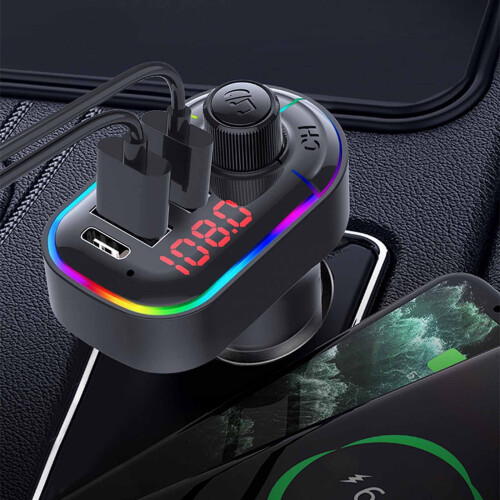 VALSEEL Bluetooth 5.0 FM transmitter for car with USB 1