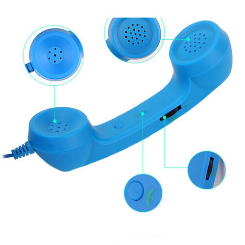 Retro Phone Handset Light Blue 3.5mm