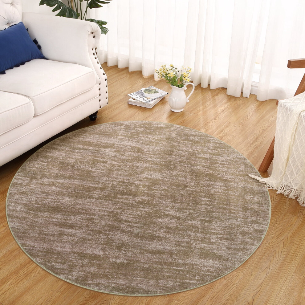 Garvee round area rug brown 3x3 feet low pile non-slip