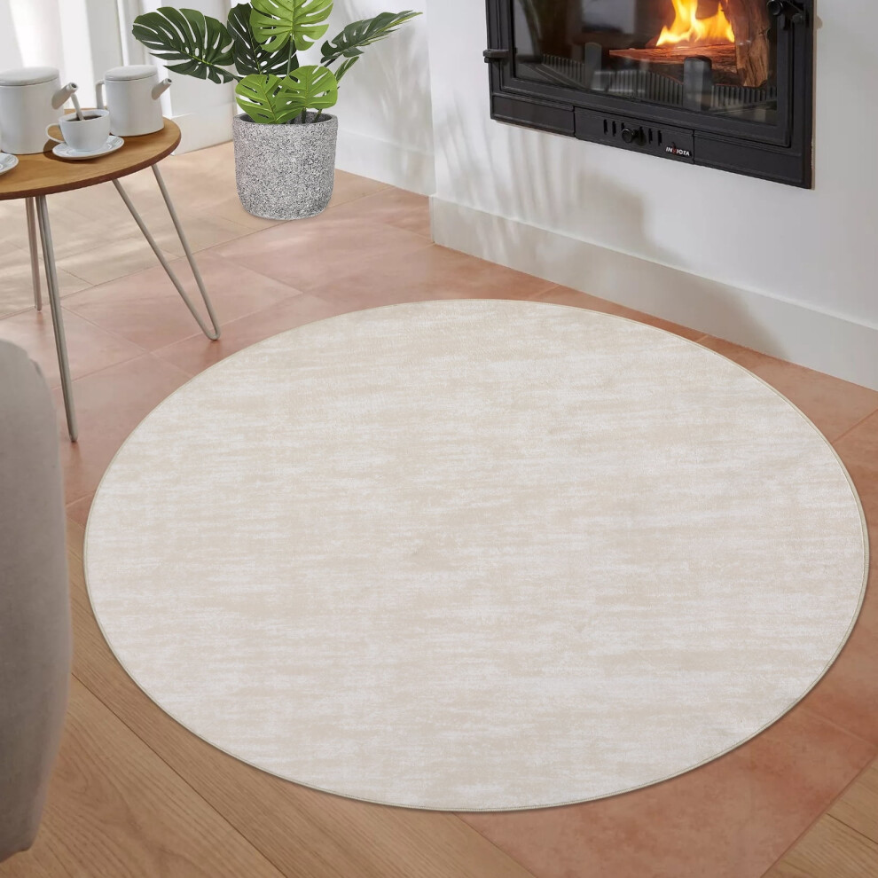 Garvee round area rug light beige 3x3 feet
