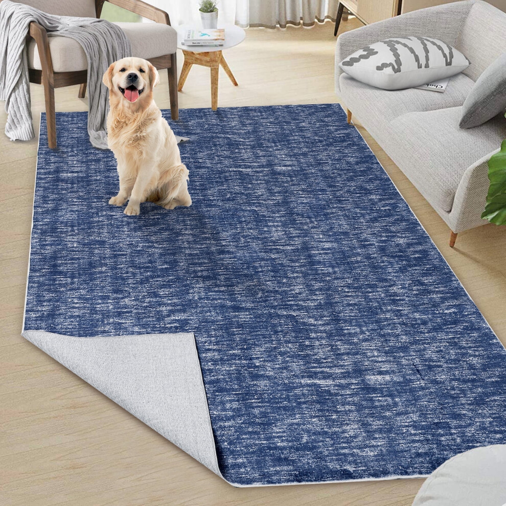 Garvee blue area rug 4 ft x 6 ft machine washable low-pile