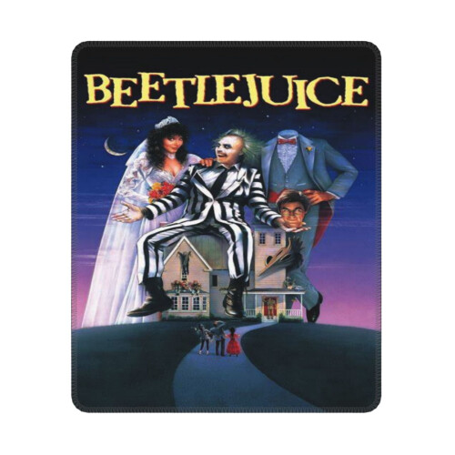 Mouse Pad Beetlejuice με ραμμένη άκρη, αντιολισθητική βάση από καουτσούκ, πλενόμενο ύφασμα