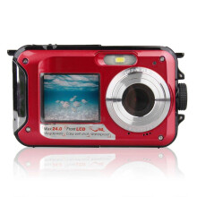 Vanntett kamera, 1080P Full HD, 30 MP, 10 fot, 16x zoom, selvutløser, doble skjermer, for snorkling og reiser