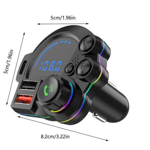 VALSEEL Bluetooth FM transmitter car adapter with USB 2