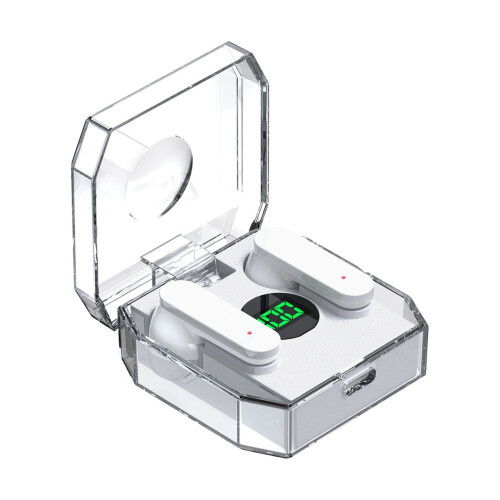 Avtoify Bluetooth Ørepropper Trådløse Ørepropper Bluetooth5.3 Digital Display Støjreduktion Bluetooth Headset Hvid
