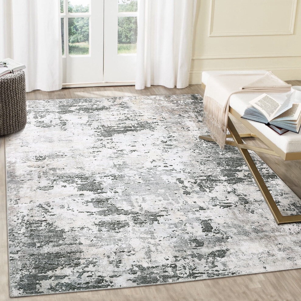 Garvee abstract area rug gray green 6x9 ft non-slip low pile