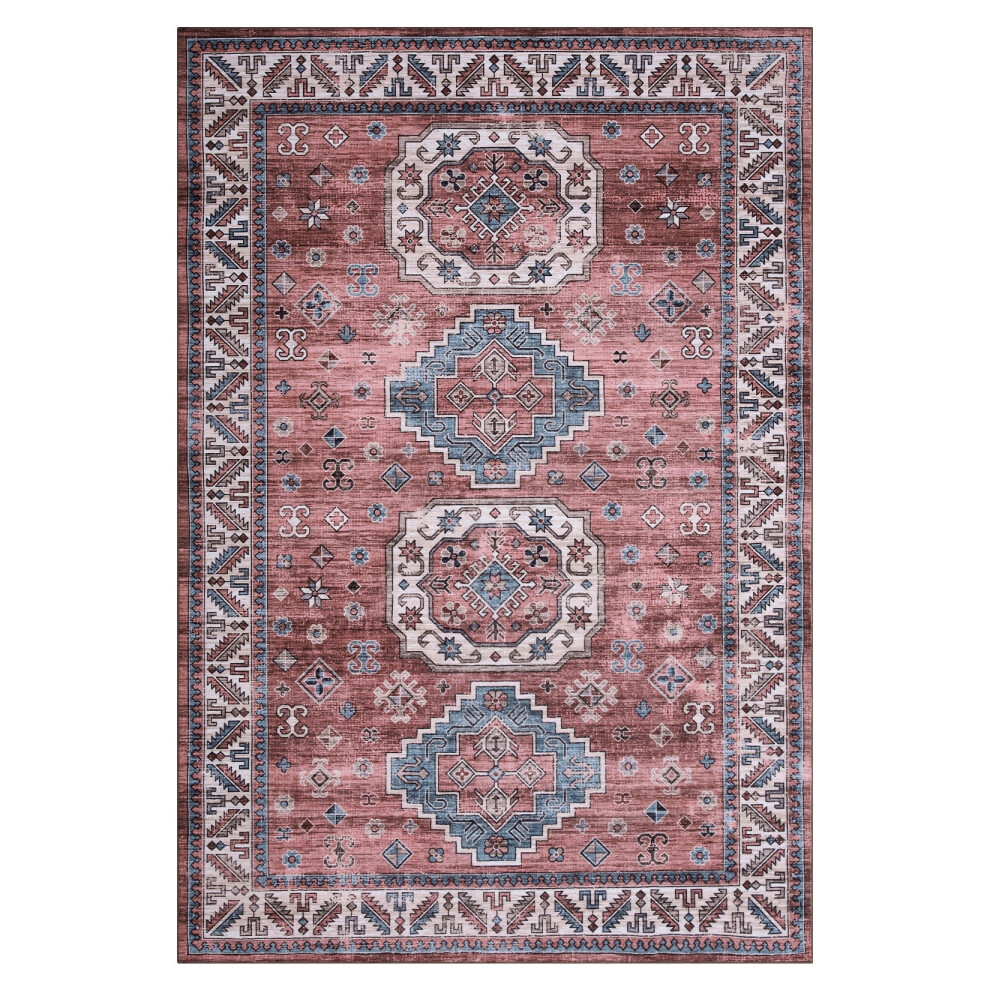 Garvee vintage Persian area rug 4 ft x 6 ft pink low pile