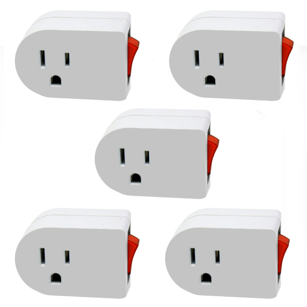 Wideskall Grounded Ac Wall Plug Switch Adapter 5-Pack 900881883467