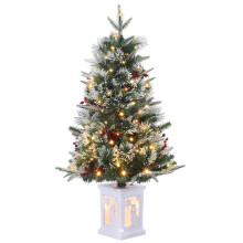 Sapin de Noël artificiel miniature WhizMax de 90 cm (3 pi) pré-illuminé avec socle bonhomme de neige lumineux, vert