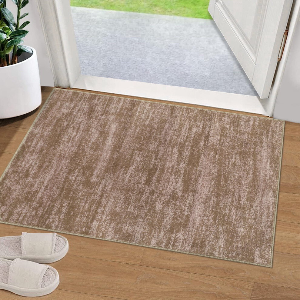 Garvee area rug brown 3 ft x 5 ft machine washable low-pile