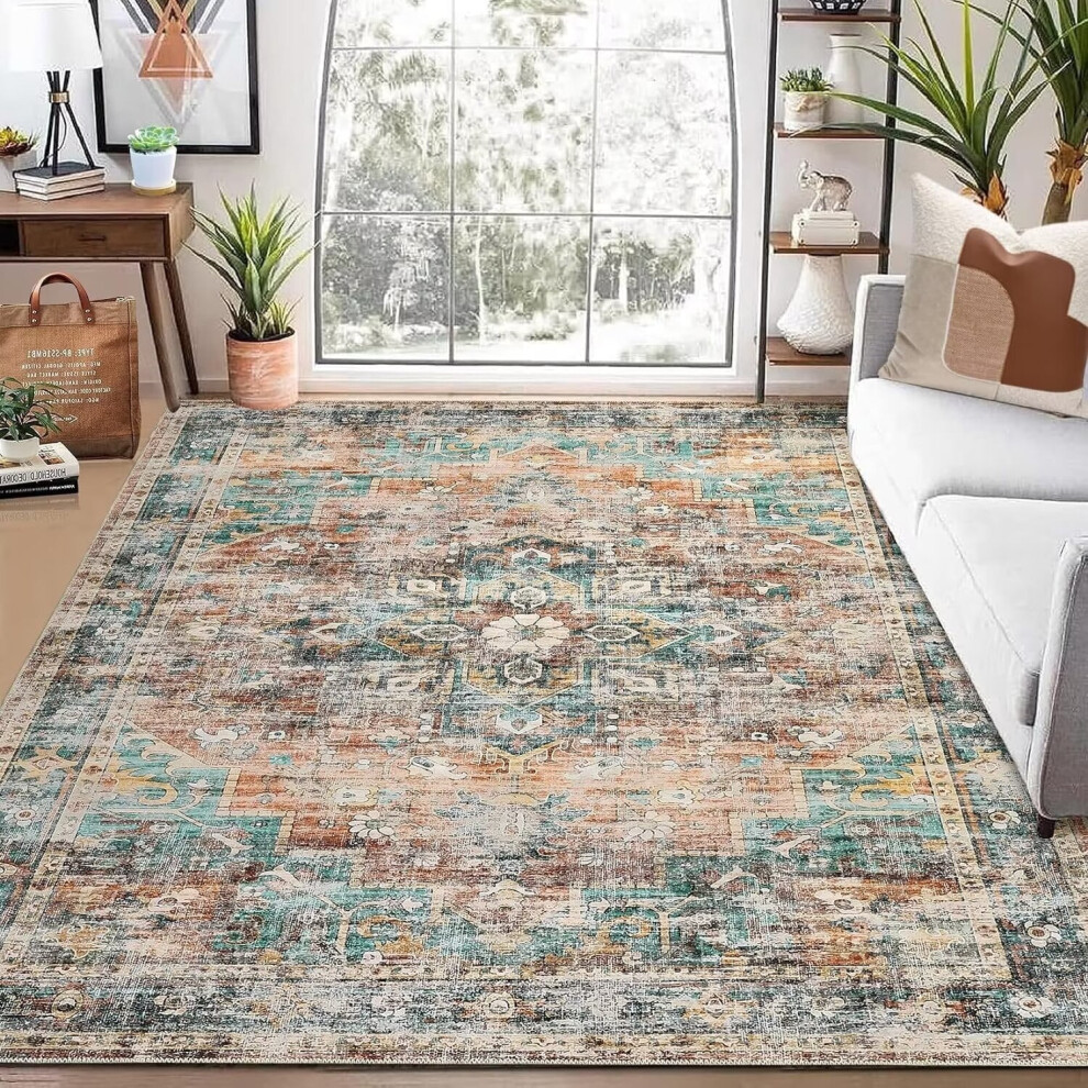 Garvee Area Rug Boho Tribal Vintage 5x7 ft Green Brown
