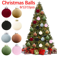 Dgankt velvet Christmas balls white 12 pcs 3.15 inch