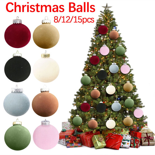 Dgankt Samt-Weihnachtskugeln, weiß, 12 Stück, 8 cm (3,15 Zoll)