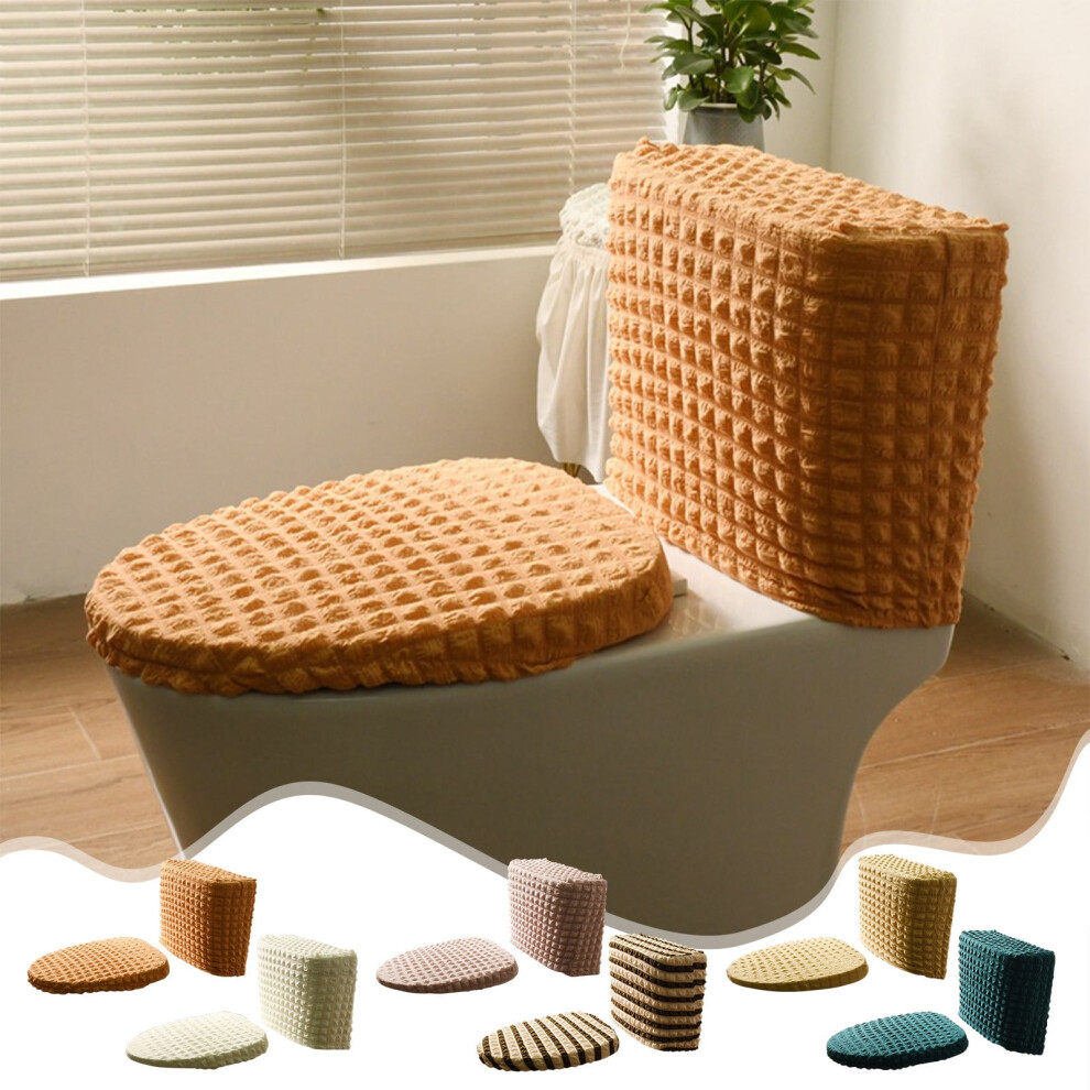 Toilet Lid And Tank Cover Set Polyester-Spandex Elastic Fit 963904275878