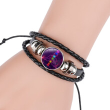 Pulseira de couro com cristais e pedras preciosas, feita à mão com miçangas, trançada e multicamadas, inspirada nos sete chakras da ioga
