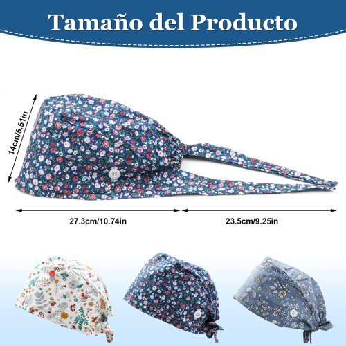 Caschete chirurgicale GORACOA pentru păr lung, set 3 buc., florale 1