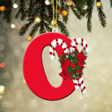 Christmas letter ornaments red acrylic A-Z 26 pieces