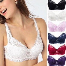 Damen-Spitzen-Bralette, gepolstert, ohne Bügel, tiefer V-Ausschnitt, B-Körbchen