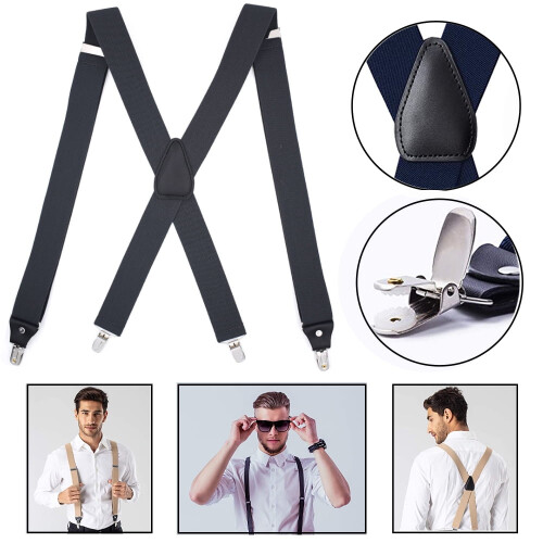 Men's Polyester Suspenders Black Adjustable