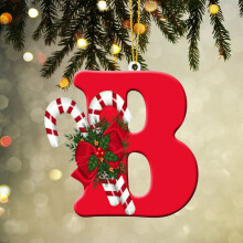Christmas Acrylic Initial Ornament A-Z Red 26 pcs
