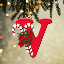 Christmas acrylic initial ornament A-Z 1 piece red